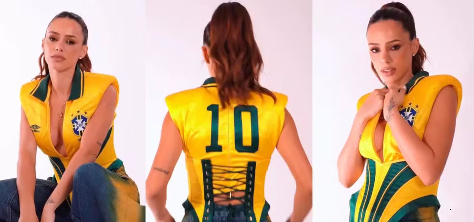 Bruna Biancardi aposta em look inspirado em Neymar para estreia do Brasil na Copa do Mundo